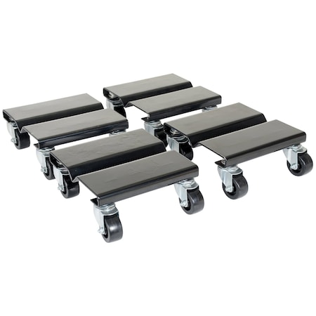 Vestil Black Steel Dolly Set, 8"x8"x3-5/8", 4PK SDOL-4